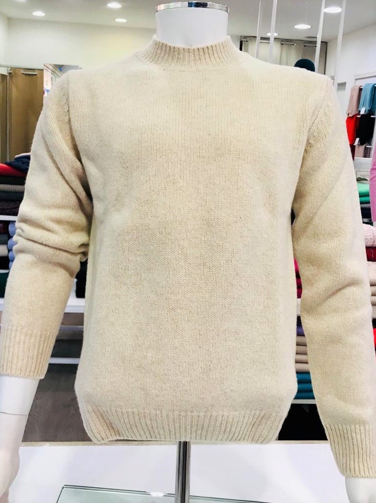 Maglia Lupetto in pura lana qualità superiore, made in Italy Panna