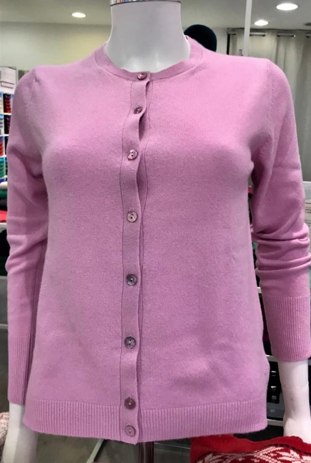 Cardigan in lana con cashmere, made in Italy Glicine