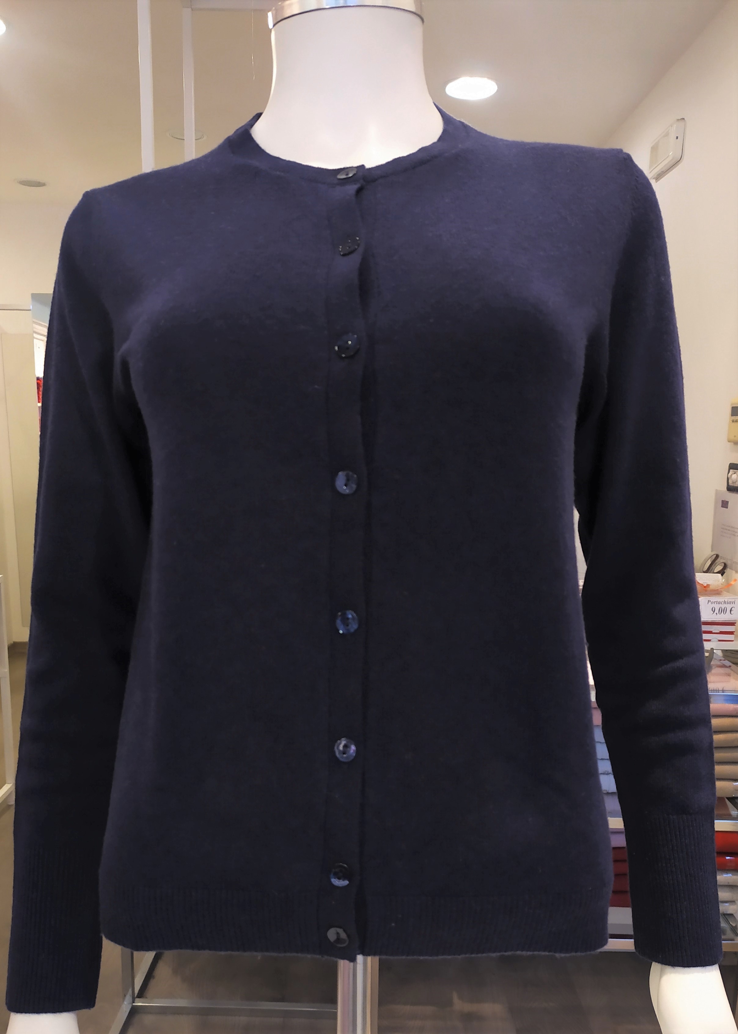 Cardigan in lana con cashmere, made in Italy, Navy
