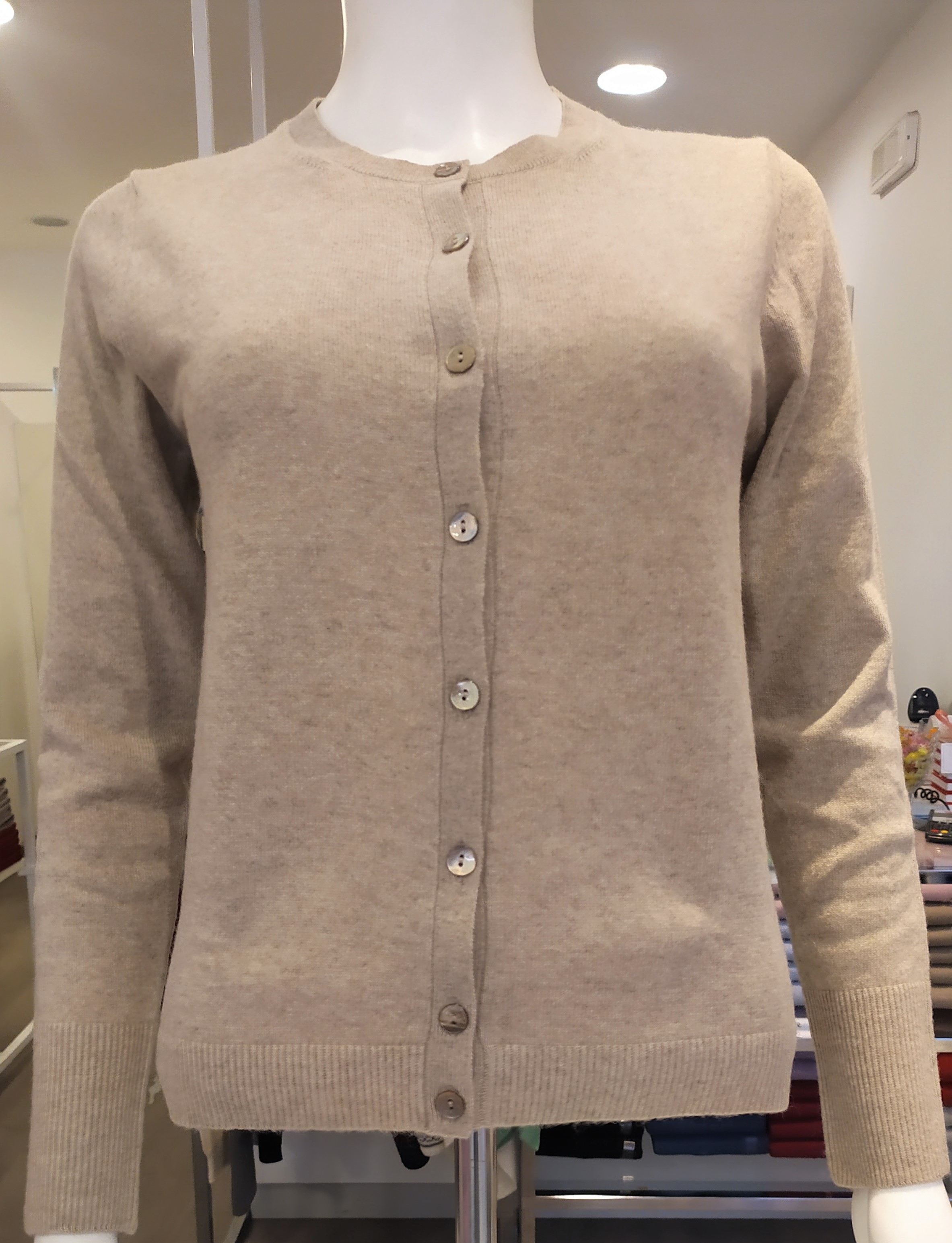 Cardigan lana con cashmere, made in Italy, beige