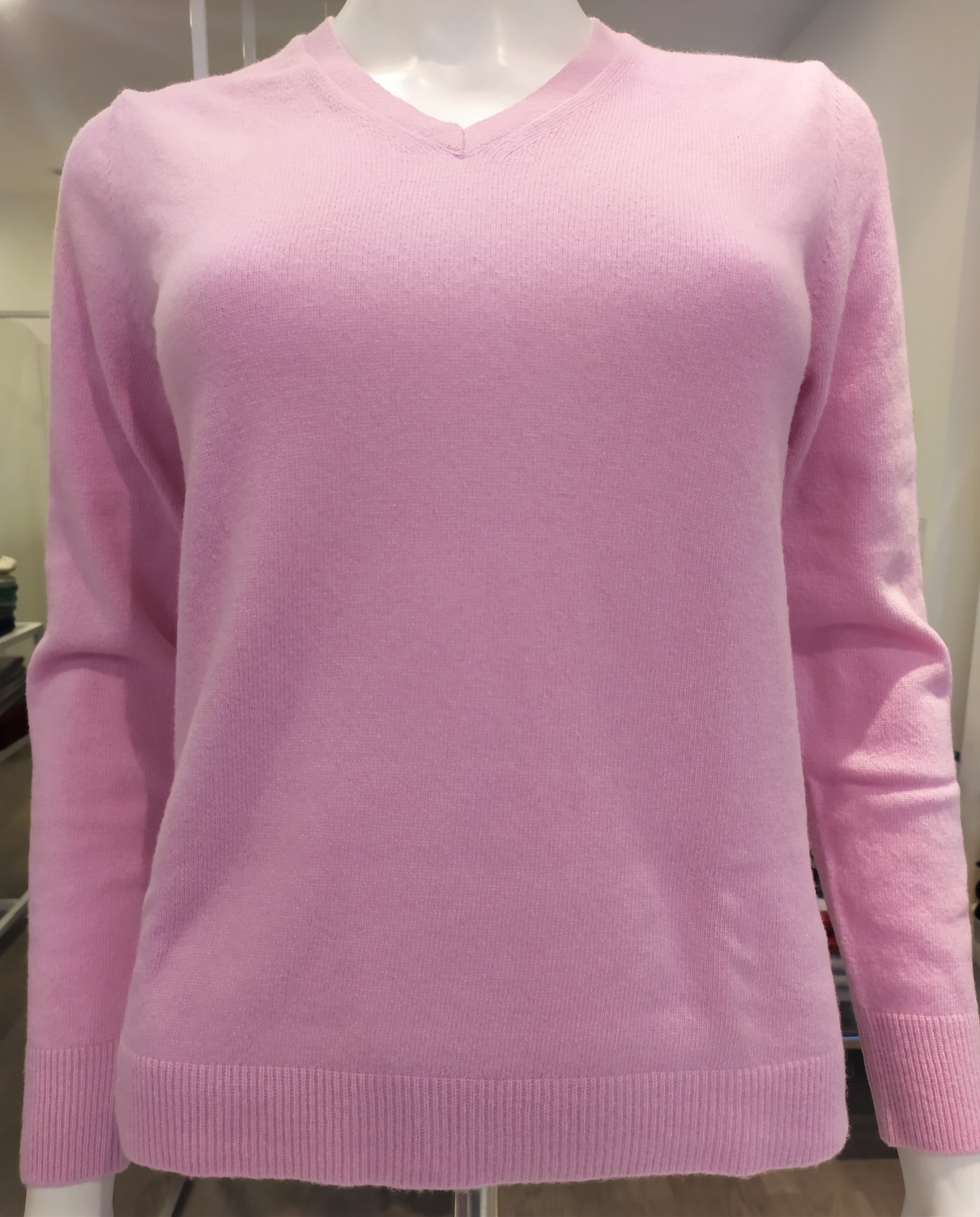 Maglia con Scollo a v lana con cashmere Rosa