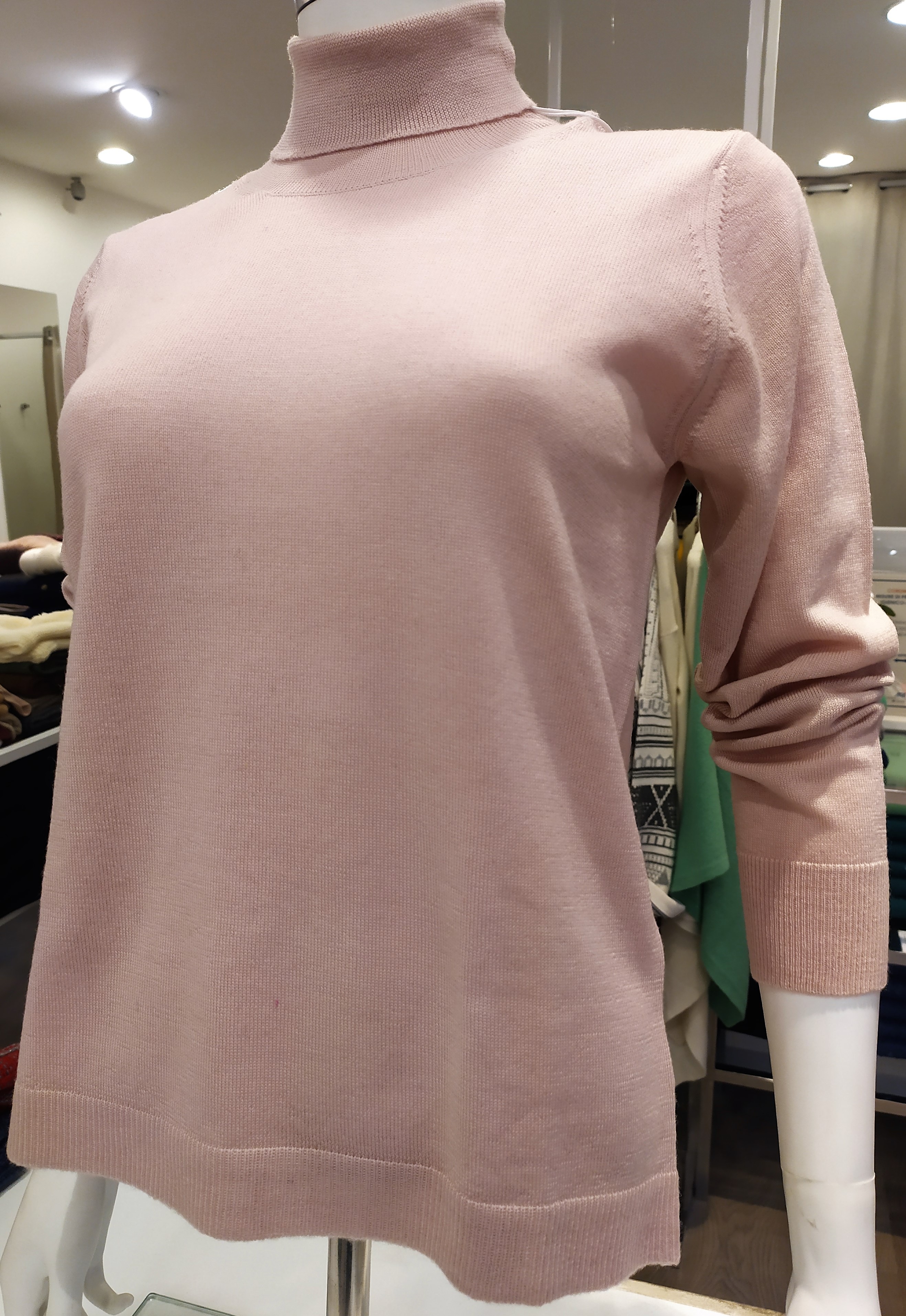 Maglia Dolcevita in pura lana merinos made in Italy Rosa