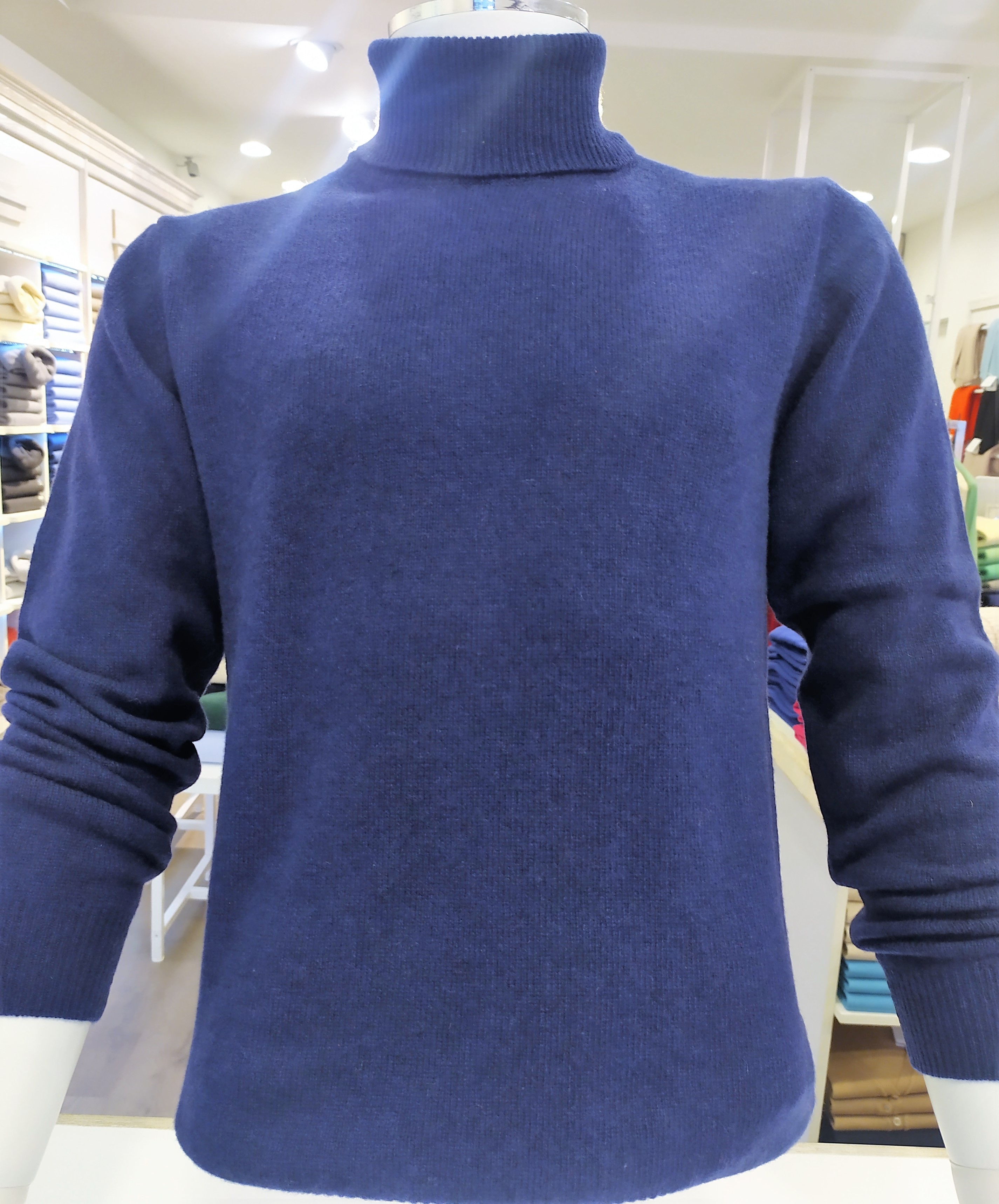 Maglia dolcevita puro cashmere toscano Navy