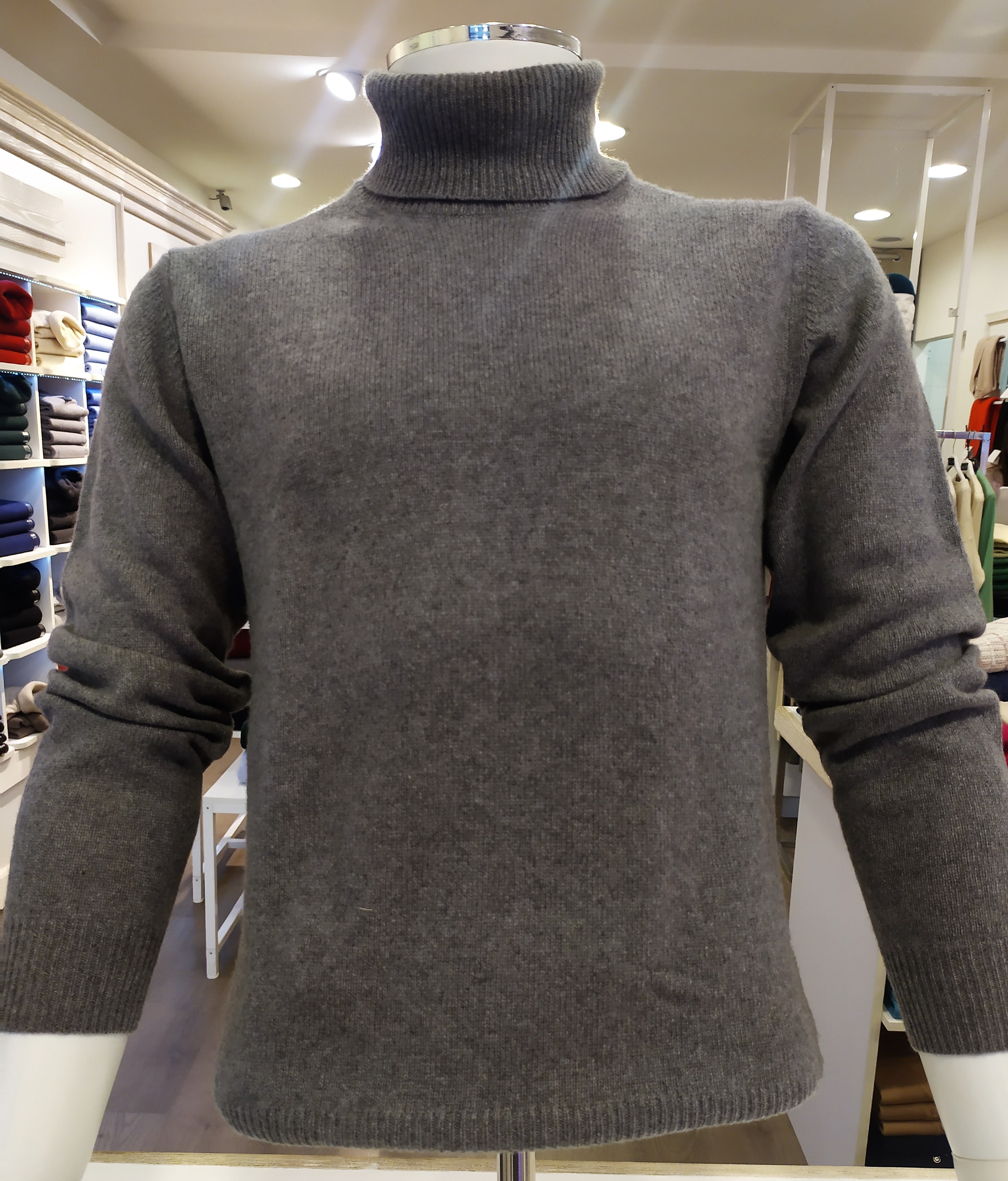 Maglia dolcevita puro cashmere toscano Grigio