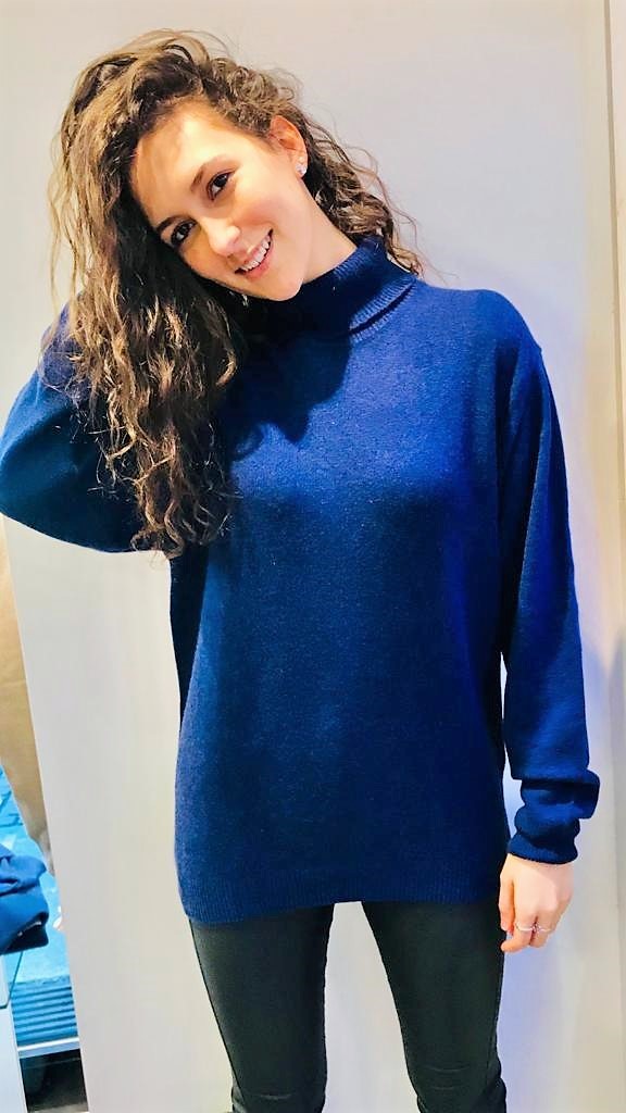 Maglia dolcevita Over puro cashmere toscano  Blu
