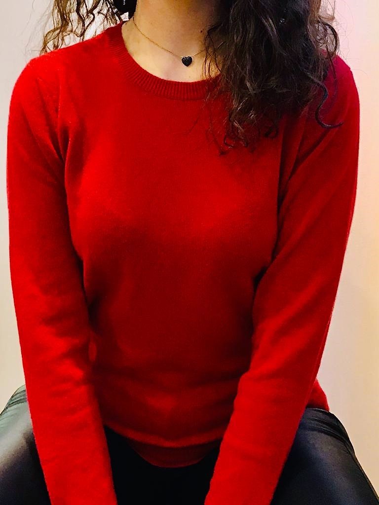 Maglia Girocollo puro cashmere toscano Rossa