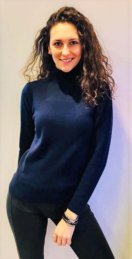 Maglia Dolcevita puro cashmere Navy
