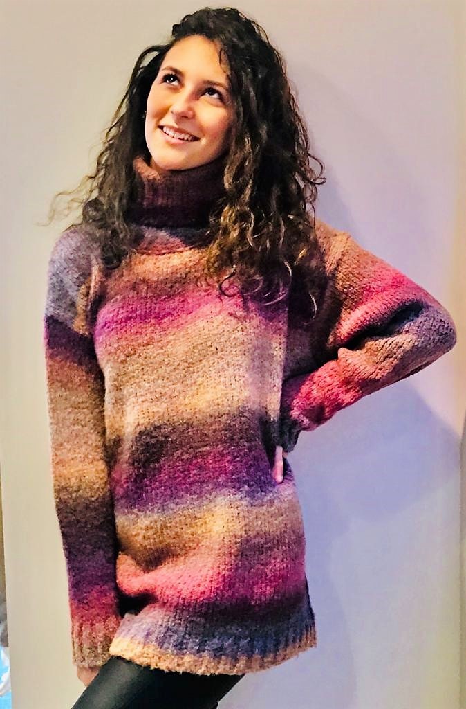 Maglia dolcevita over Misto lana Multicolor