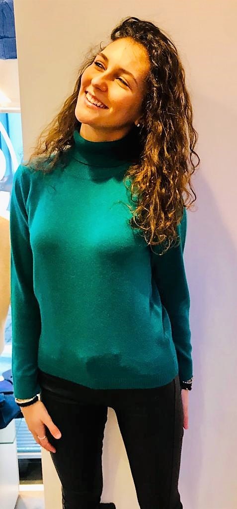 Maglia dolcevita puro cashmere toscano Verde Smeraldo