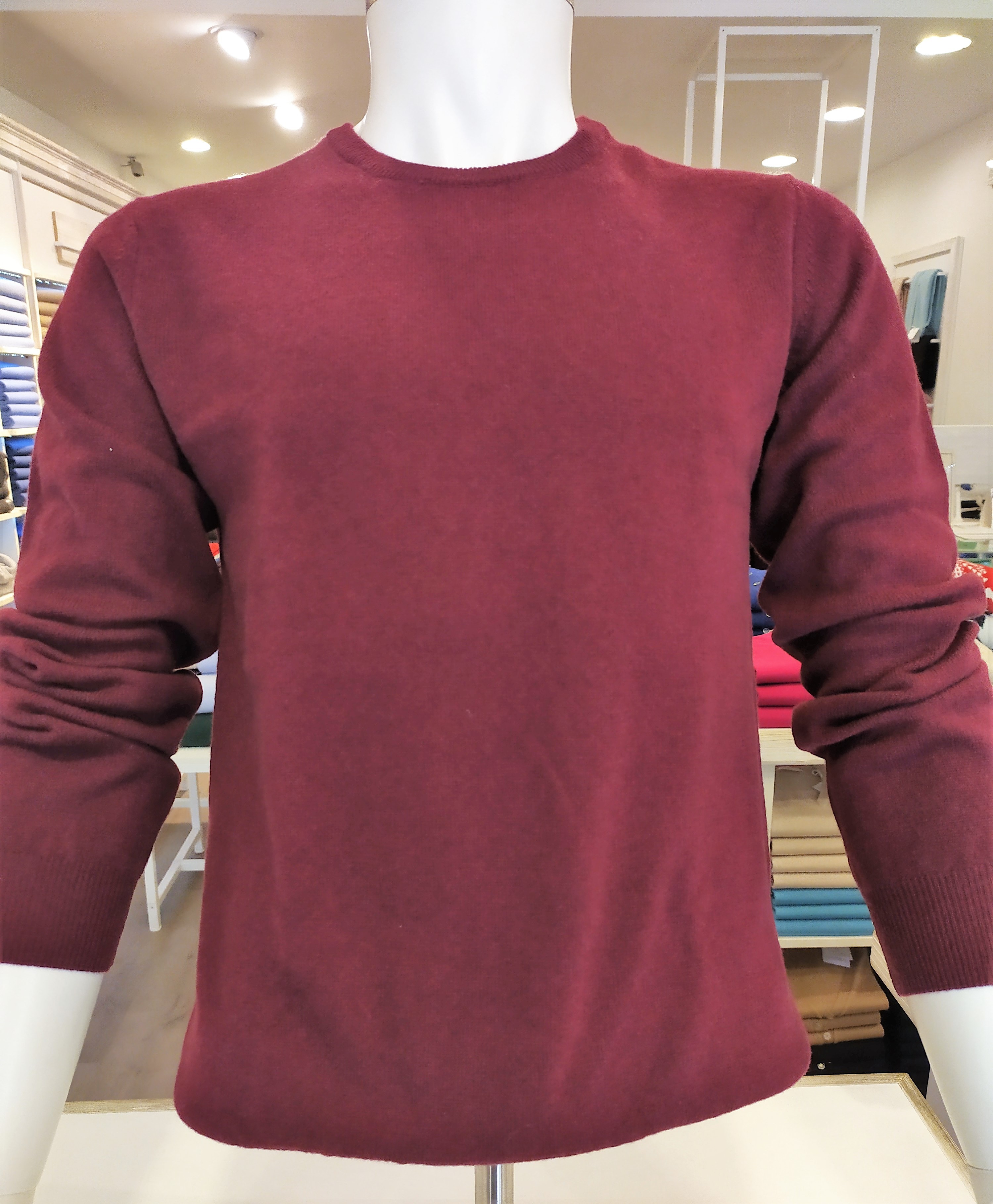 Maglia Girocollo puro cashmere toscano Bordeaux