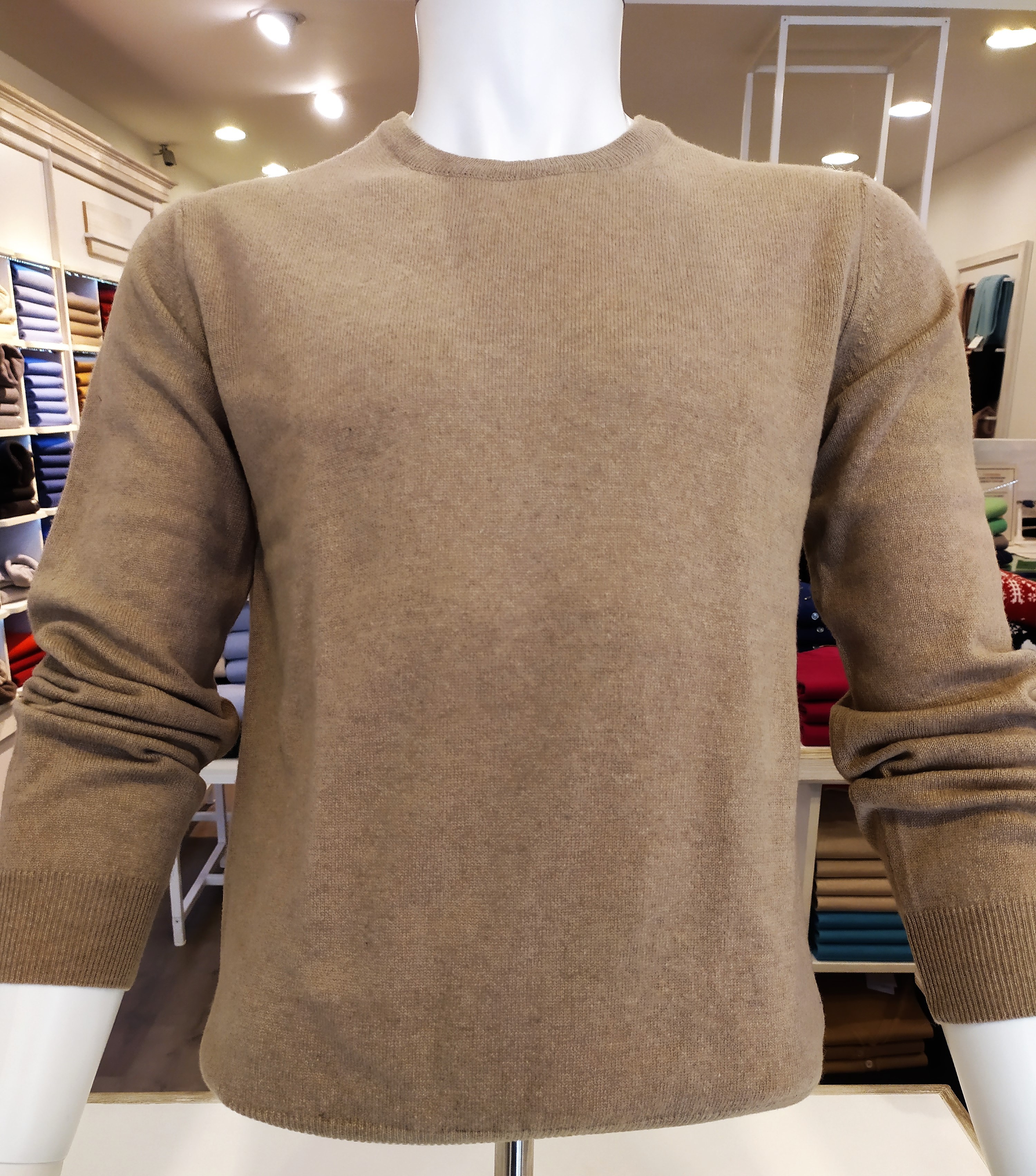 Maglia Girocollo puro cashmere toscano Beige 