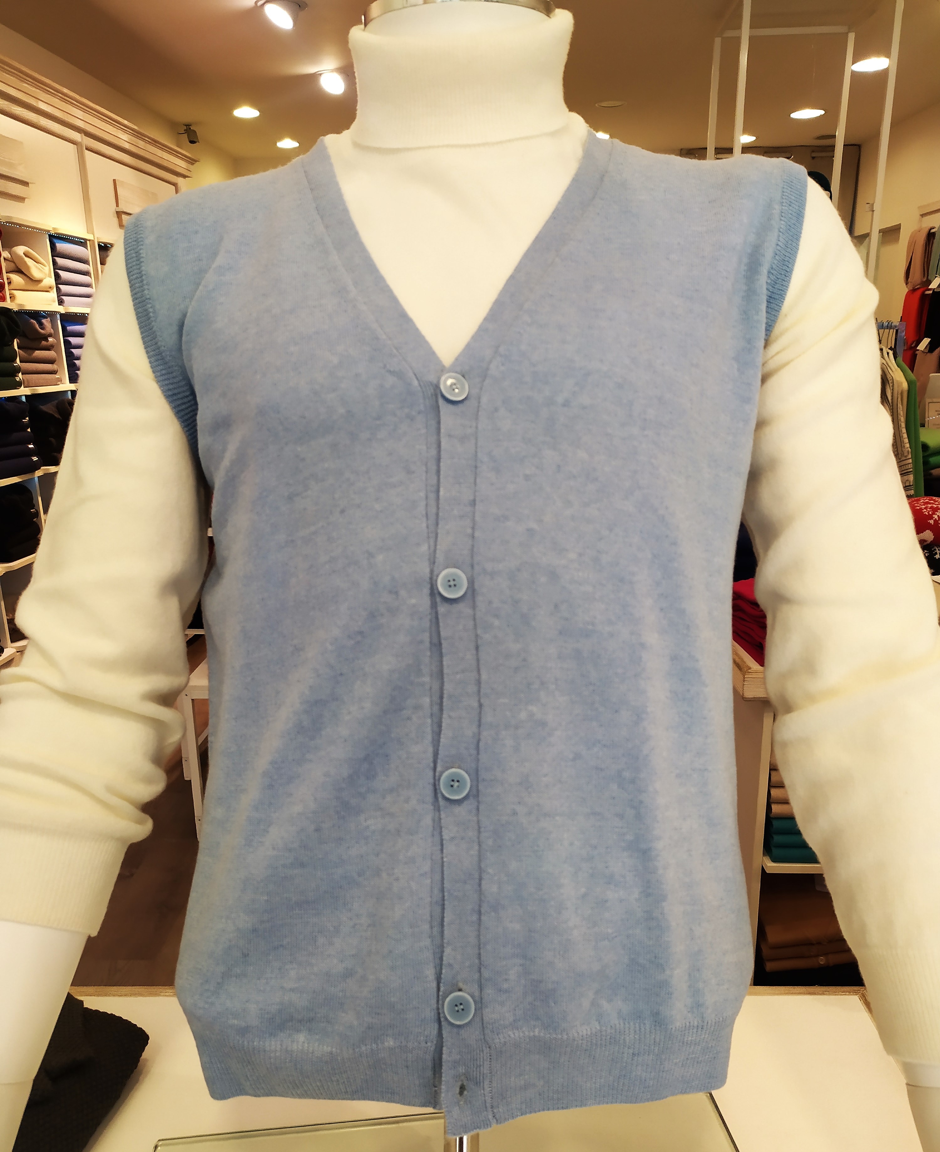 Gilet in pura lana merinos Azzurro