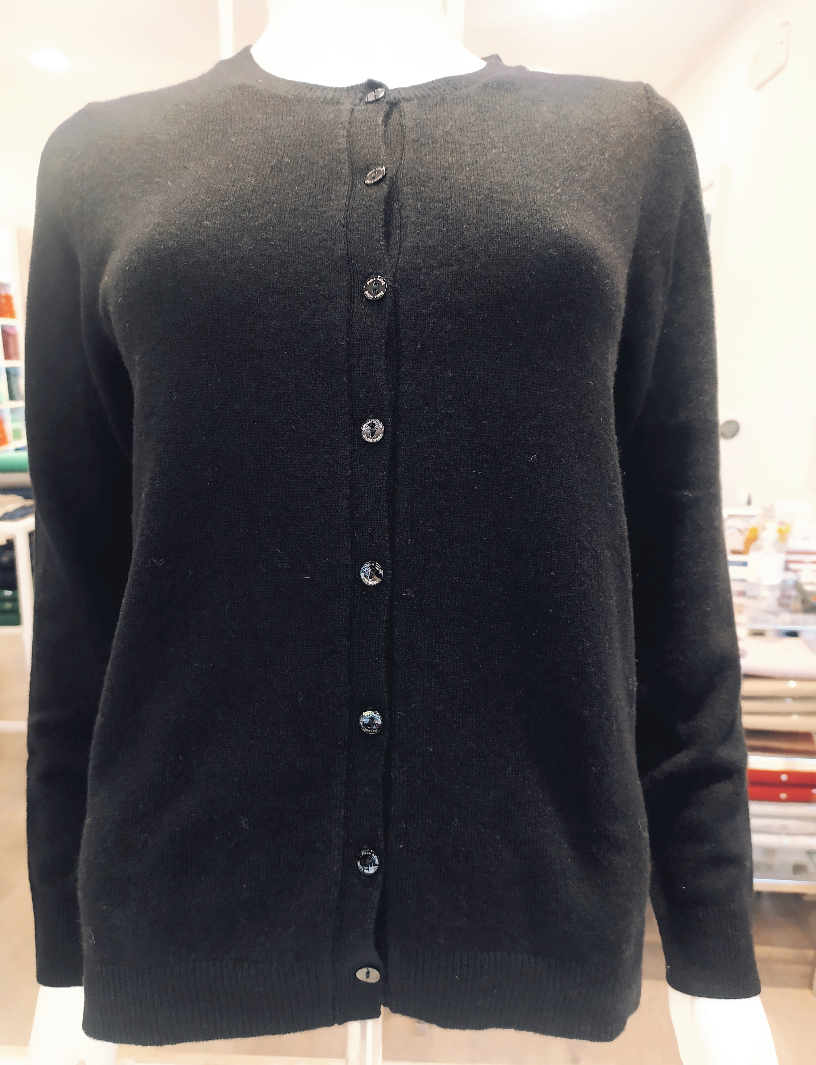 Cardigan coreana puro cashmere Nero