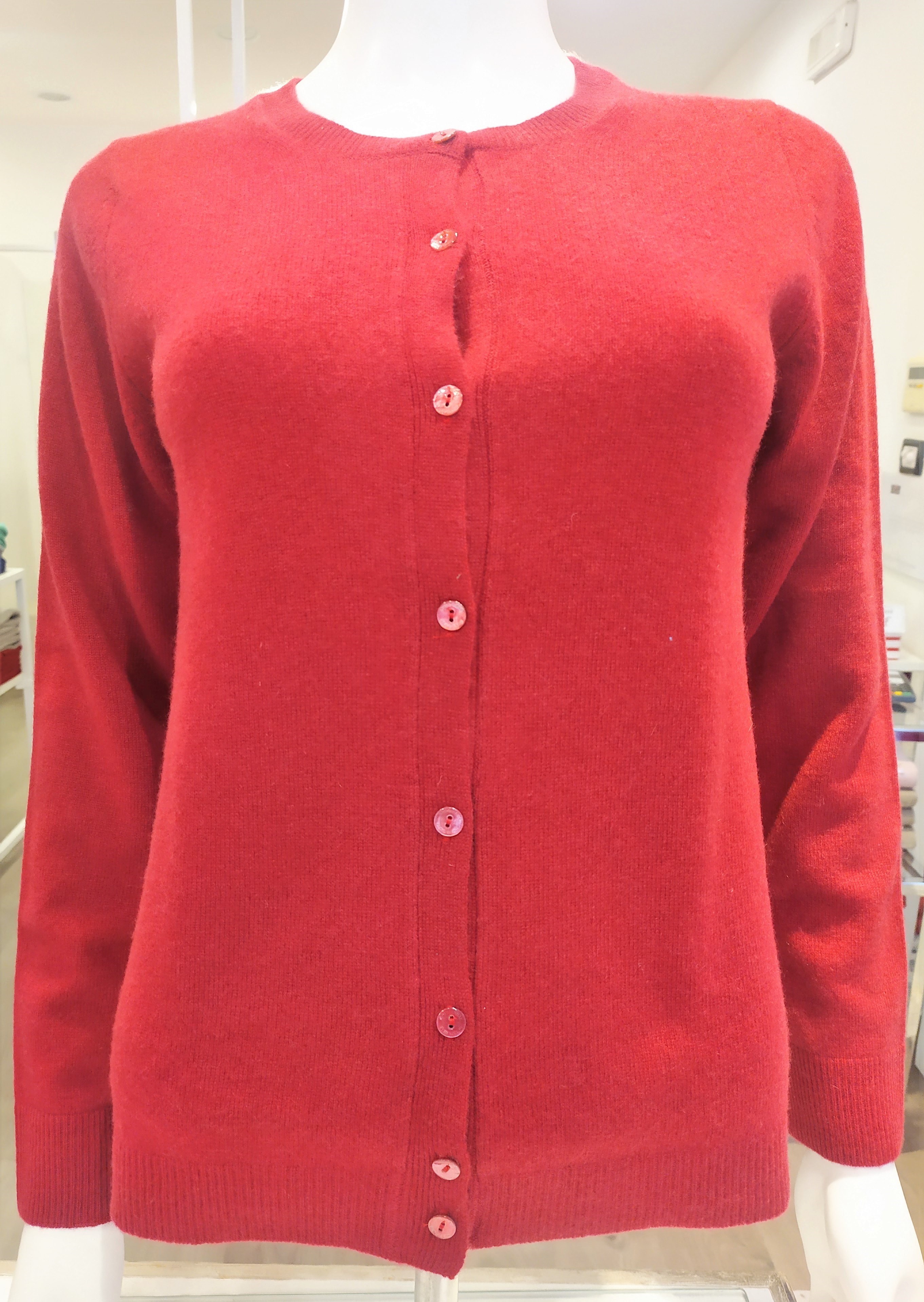 Cardigan coreana puro cashmere Rosso