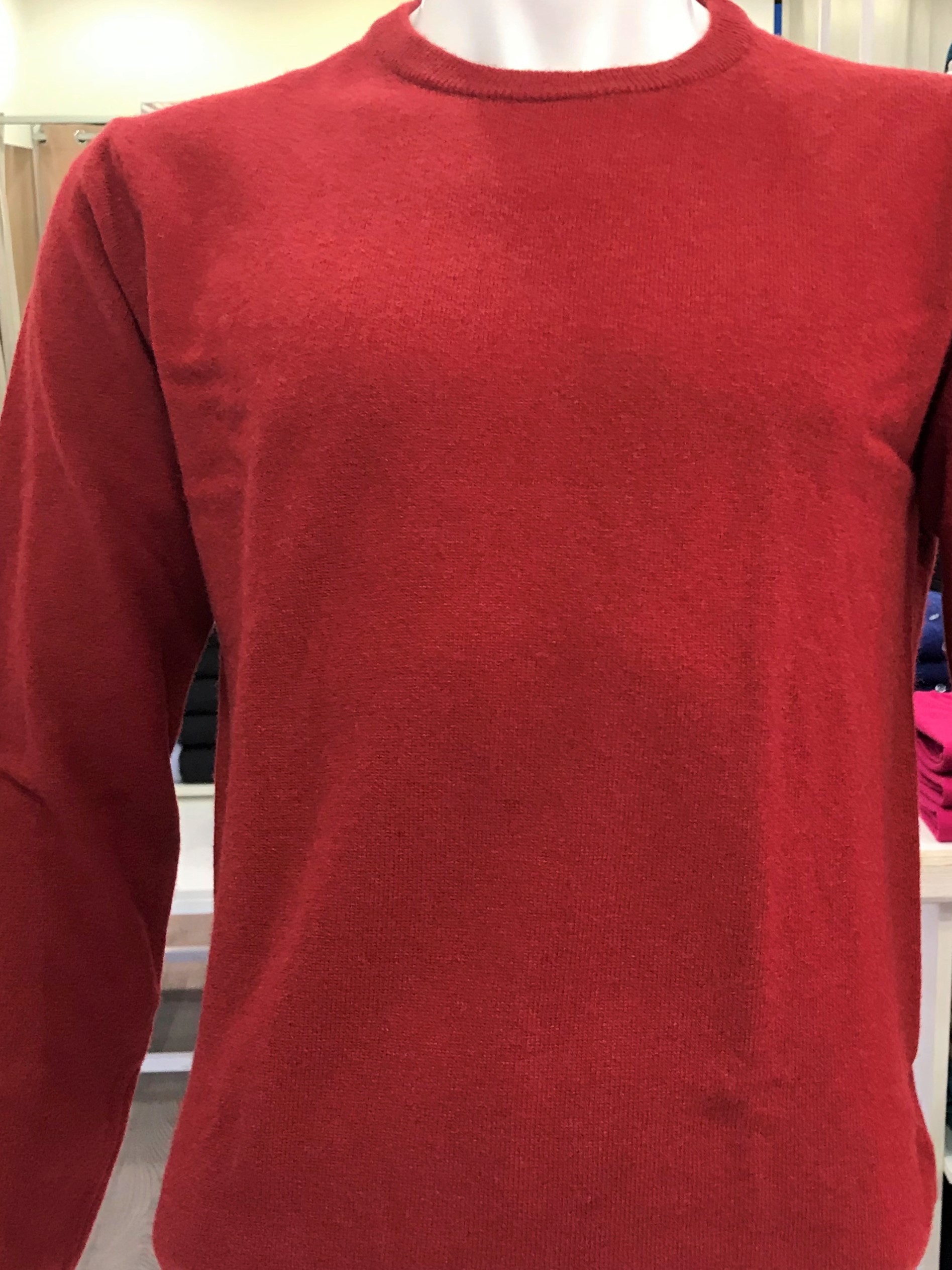 Maglia girocollo in lana e cashmere qualità superiore bordeaux