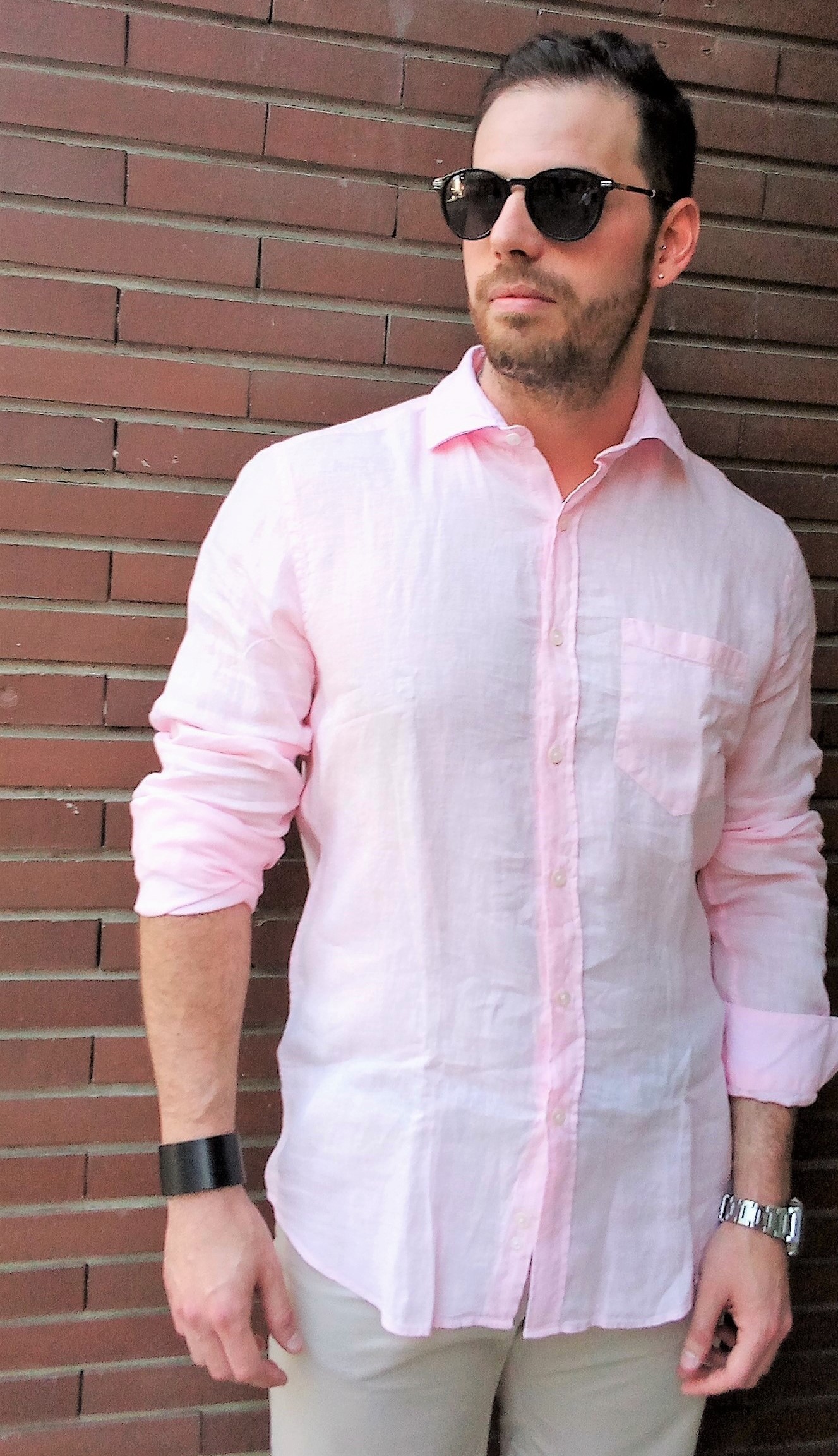 Camicia lino rosa new arrivals