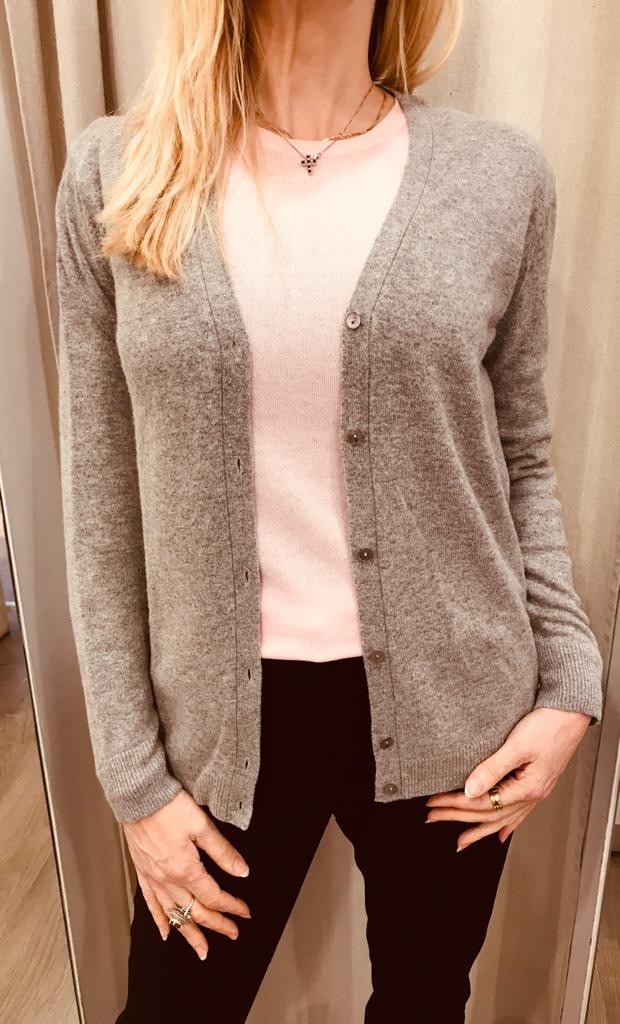 Cardigan in lana con cashmere Grigio