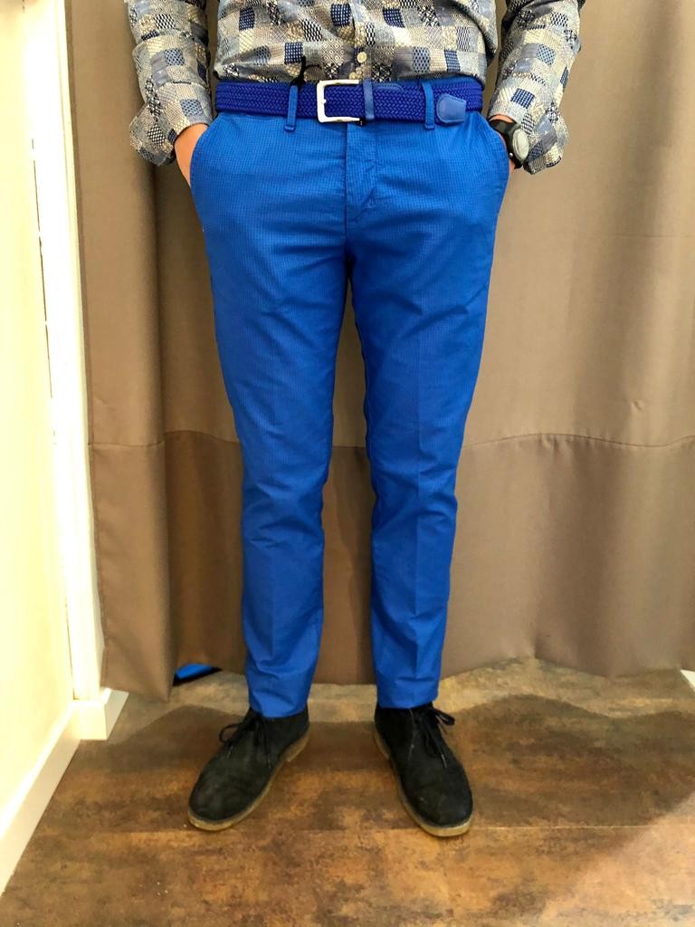 Pantalone Chinos SLIM FIT tessuto operato BLUETTE