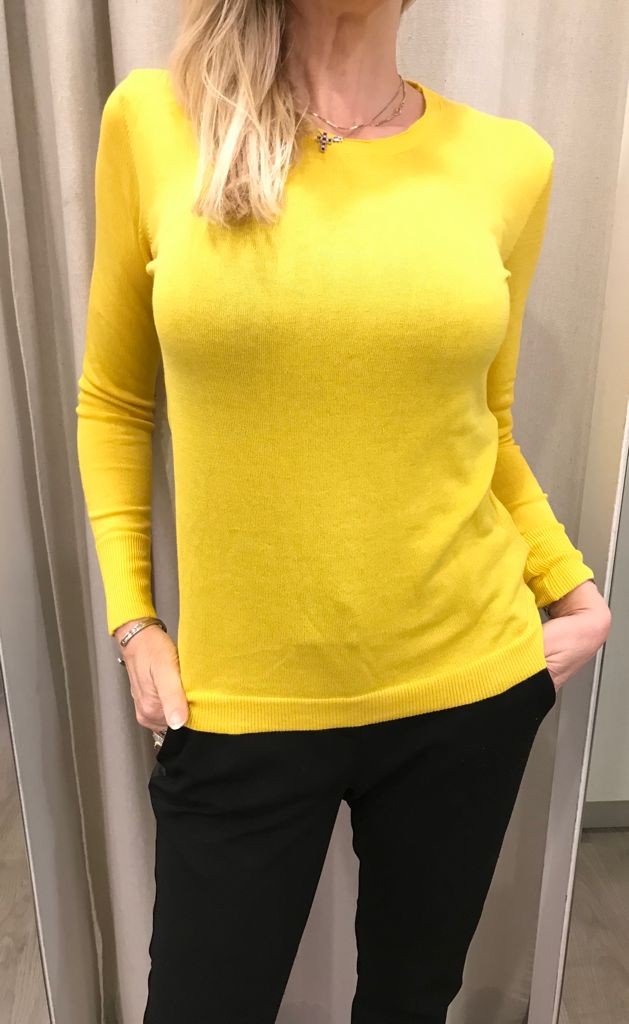 2.Maglia Girocollo donna puro Cotone Giallo