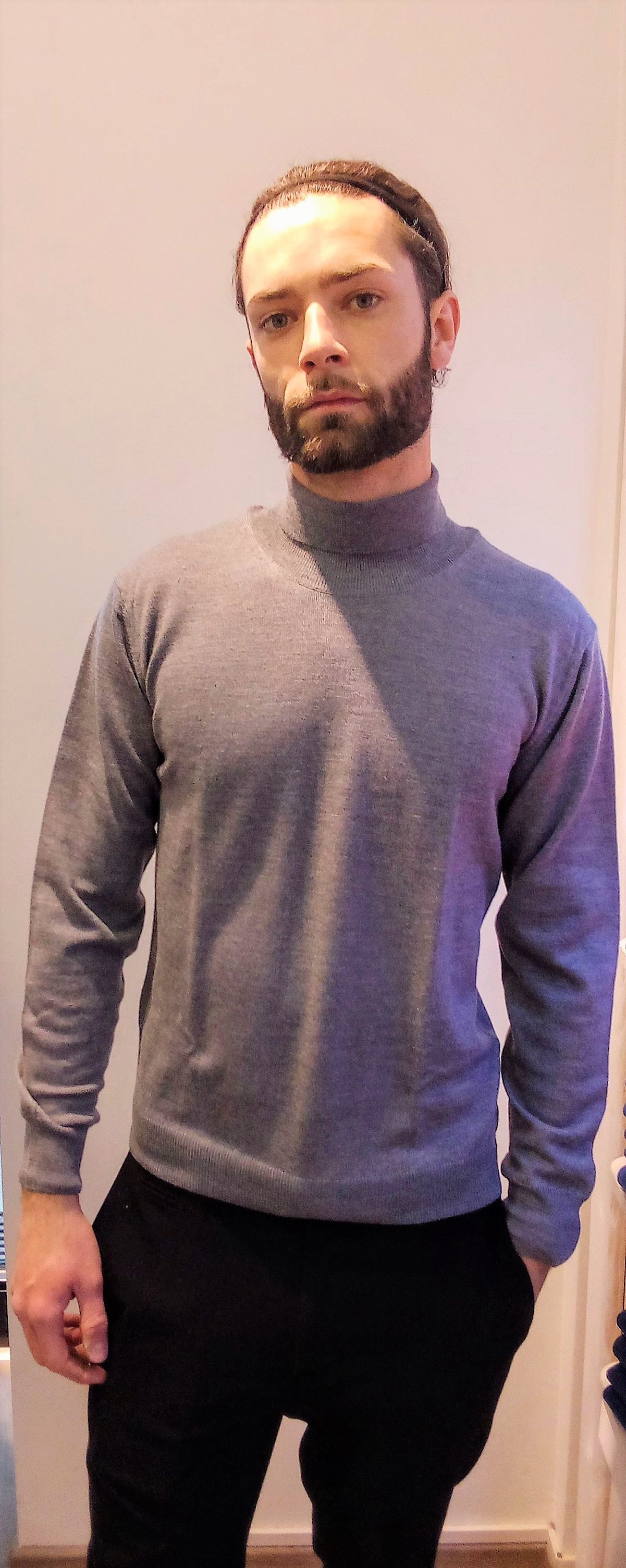 Maglia dolcevita in extra fine merinos Grigio