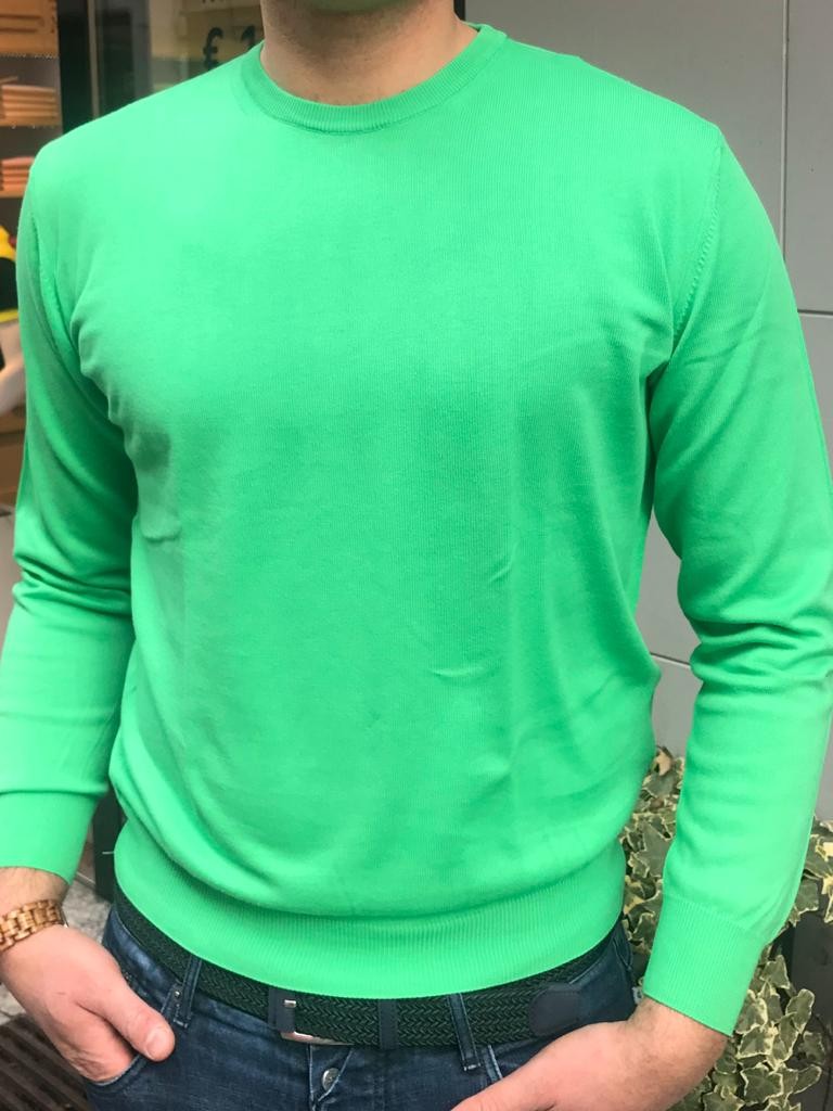 Maglia Girocollo uomo puro cotone extra fine verde acido