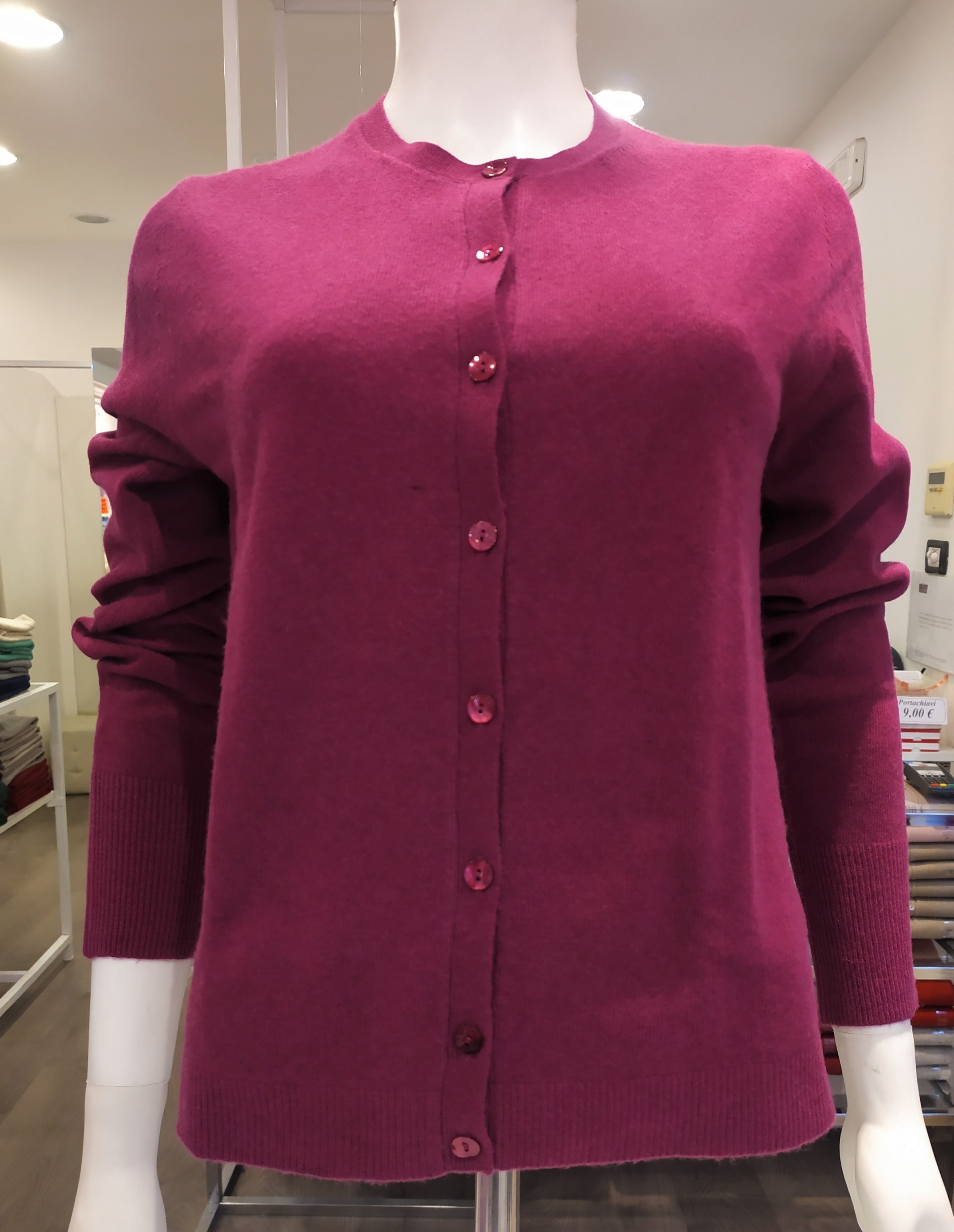 Cardigan in lana con cashmere, made in Italy, Vinaccia