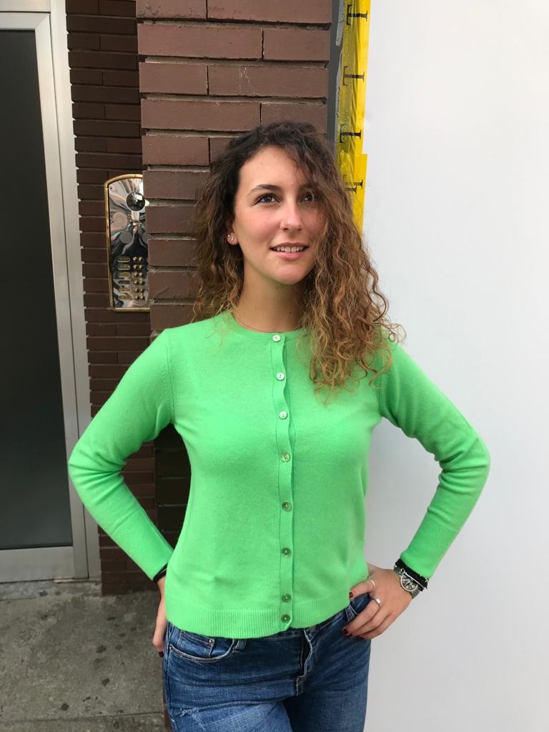 Cardigan in lana con cashmere Verde made in Italy