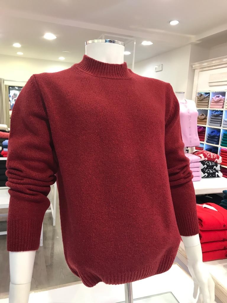 Maglia Lupetto in pura lana qualità superiore, made in Italy Bordeaux