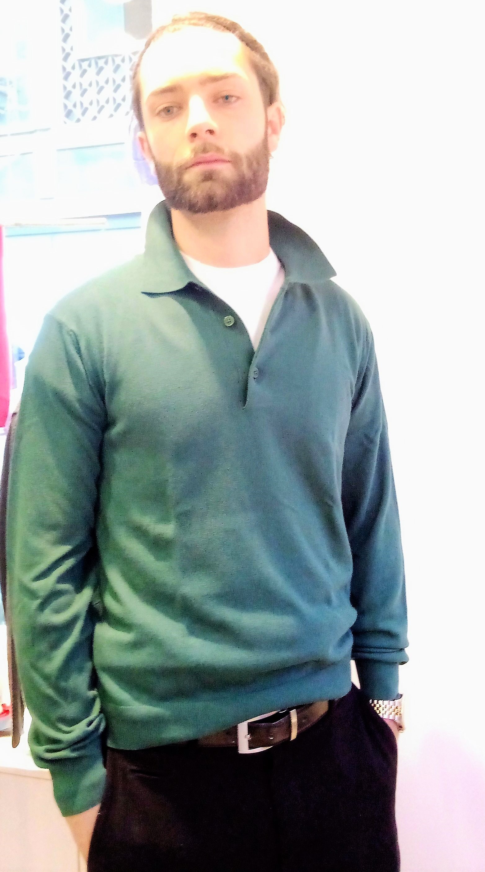 Polo manica lunga puro cotone Verde