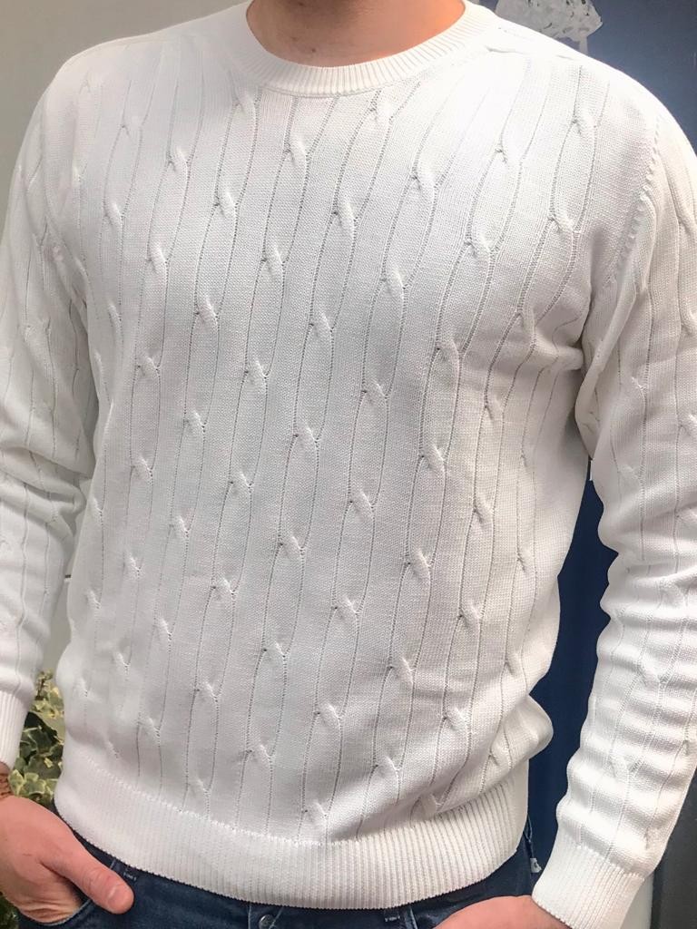 Maglioncino 100% cotone con treccia colore bianco