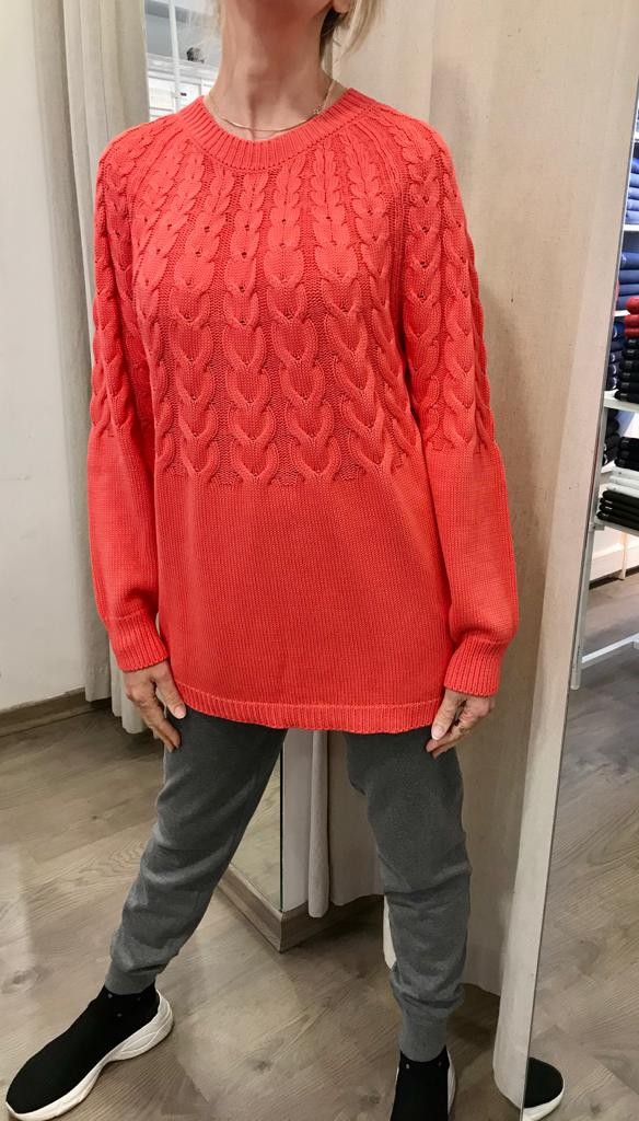 2.Maglia treccia donna puro cotone leggero