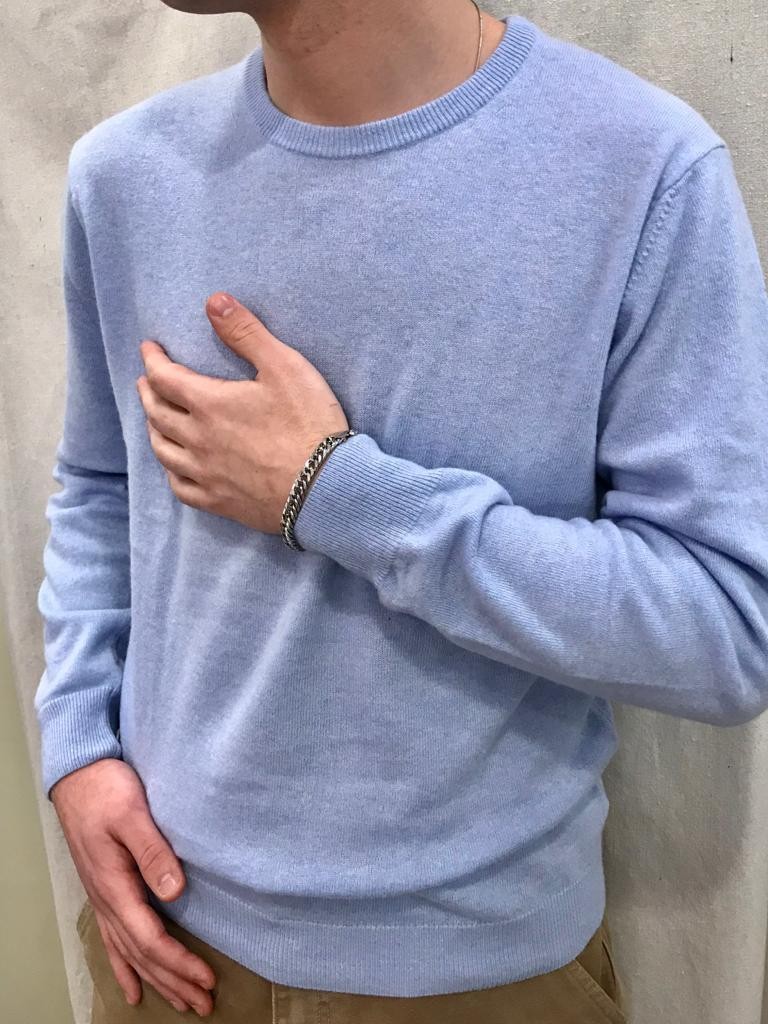 Girocollo in misto lana e cashmere Azzurro